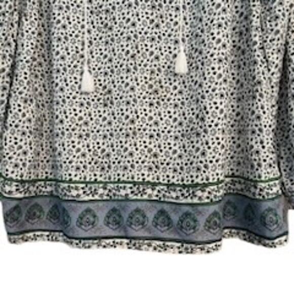 Beachlunchlounge Tunic Top Tassel Ties Gold Thread Gathered Wrists Size M - Picture 3 of 12